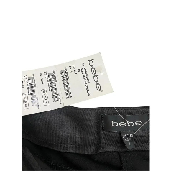 Bebe Black Y2K straight let Pant with contrast Size 4 made in USA - Picture 5 of 5